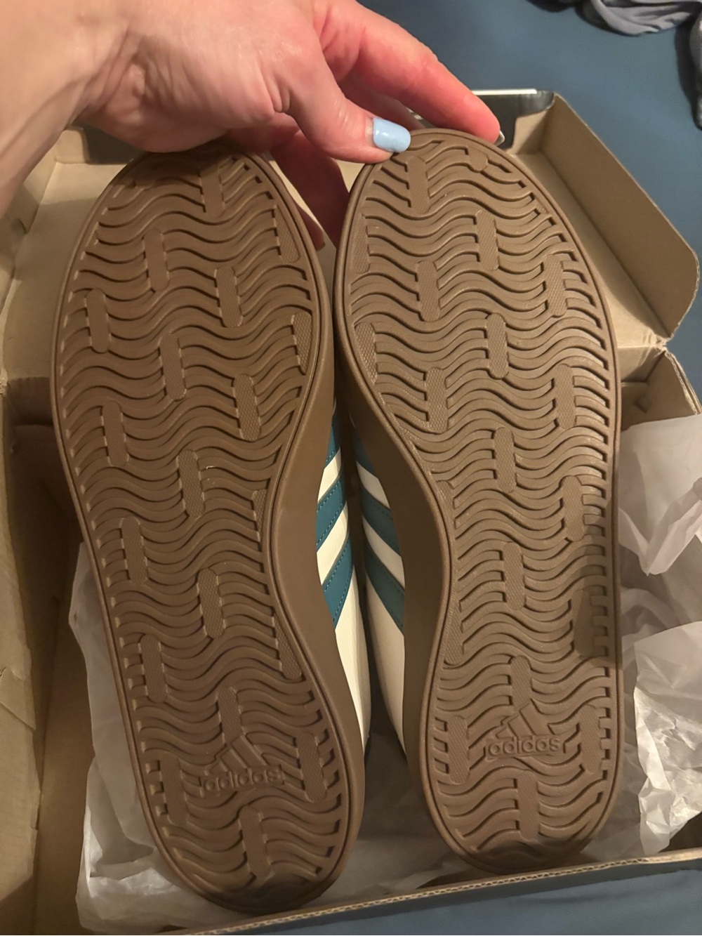 adidas VL Court 3.0 Low-Top Sneakers in White, Teal and Brown - Picture 8 of 10